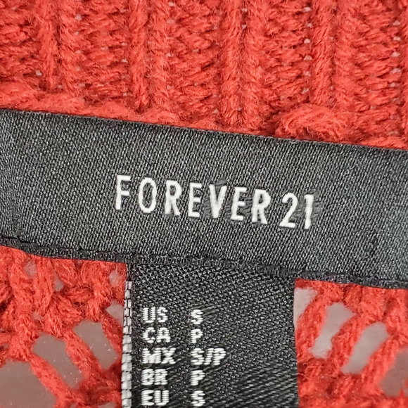 Forever 21 Red Crew Neck Open Weave Sweater - Picture 10 of 10